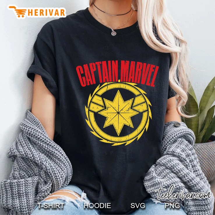 Captain Marvel 90s Star Symbol Vintage Ladies Tee
