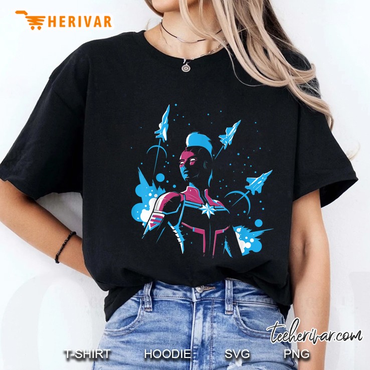 Marvel Captain Marvel Jet Planes And Stars Ladies Tee