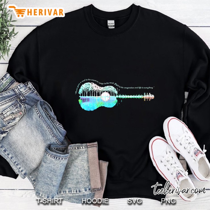 Music Gives A Soul To The Universe Wings To The Mind Guitar Version Sweatshirt