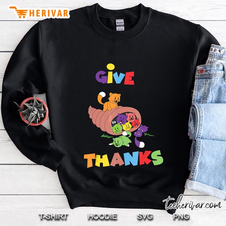 Give Thanks Cats In A Cornucopia Sweatshirt