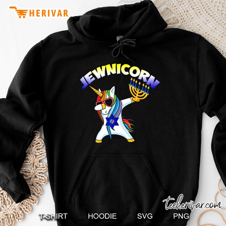 Jewnicorn Hanukkah Dabbing Unicorn Version2 Hoodie