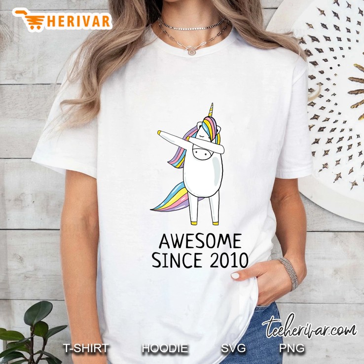 Flossing Unicorn Awesome Since 2010 Version2 Ladies Tee