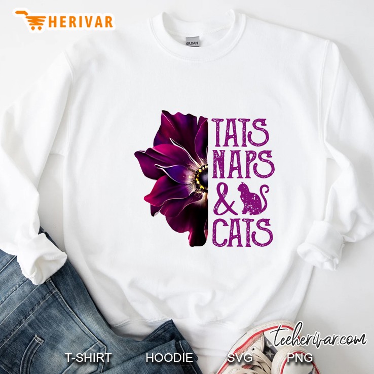 Tats Naps & Cats Purple Flower Version Sweatshirt
