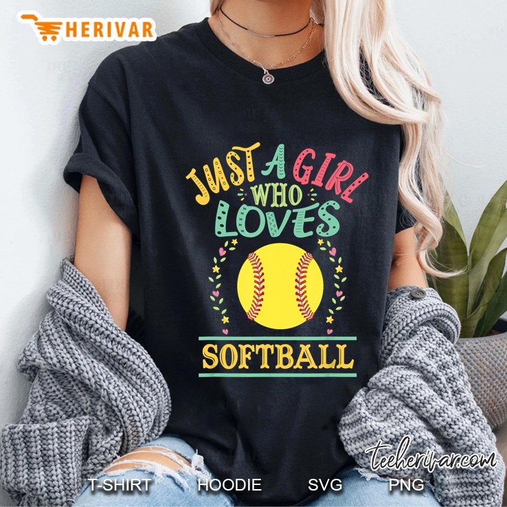 Just A Girl Who Loves Softball Ladies Tee