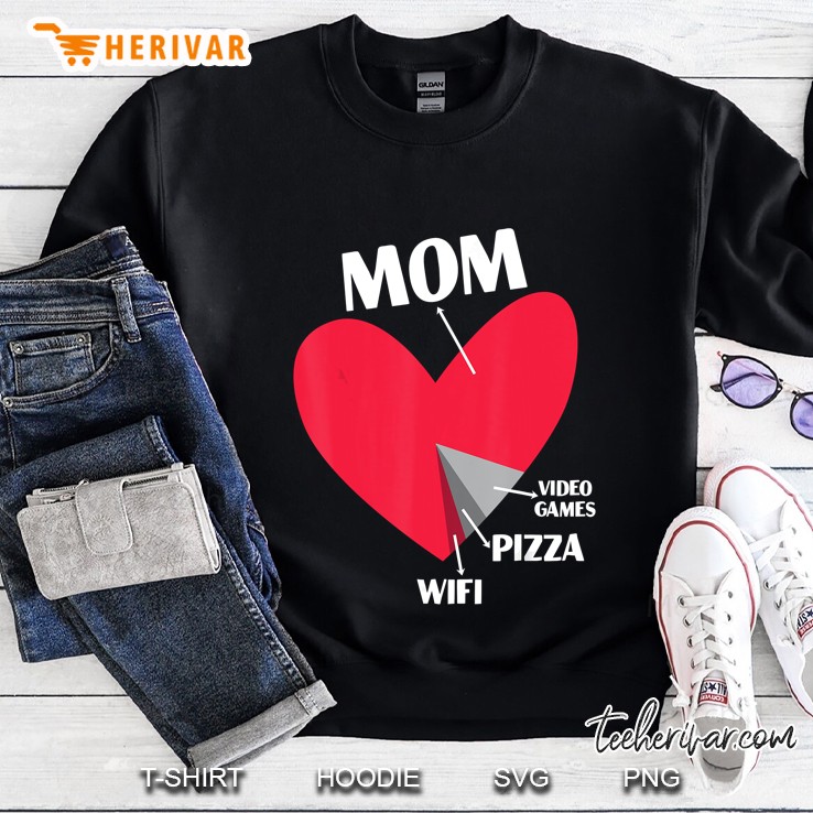 Mom Video Games Pizza Wifi Heart Sweatshirt