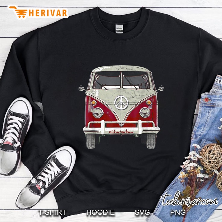 Vintage 1960S Hippie Red Micro Bus Van Sweatshirt