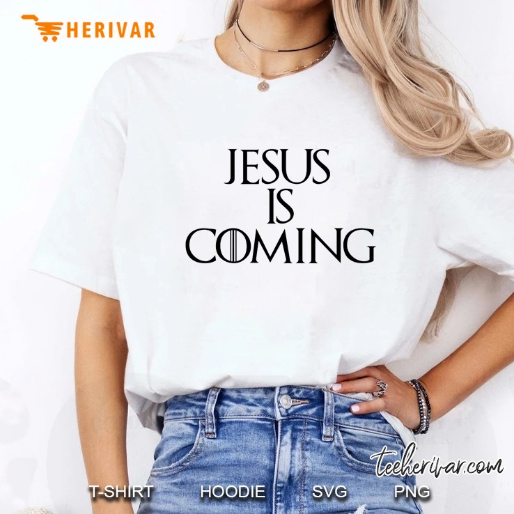 Christian Funny Jesus Is Coming Ladies Tee