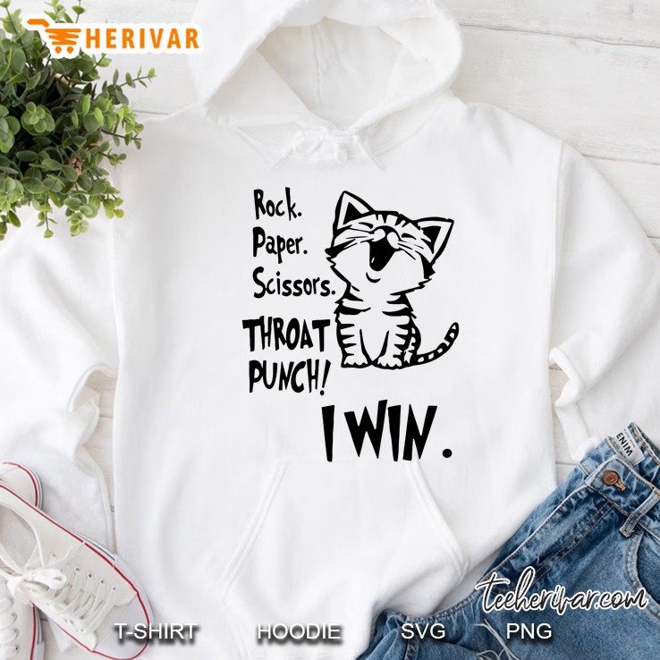 Rock Paper Scissors Throat Punch I Win Cute Cat Version Hoodie