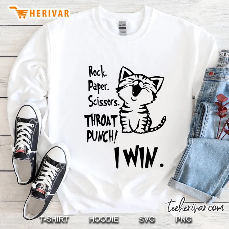 Rock Paper Scissors Throat Punch I Win Cute Cat Version Sweatshirt