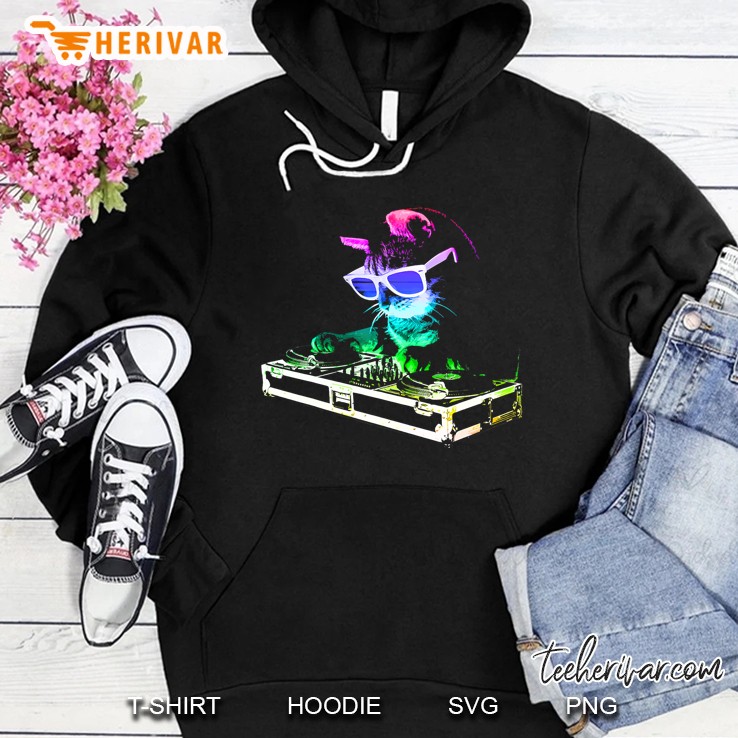 House Cat Rainbow Dj Kitty Hoodie