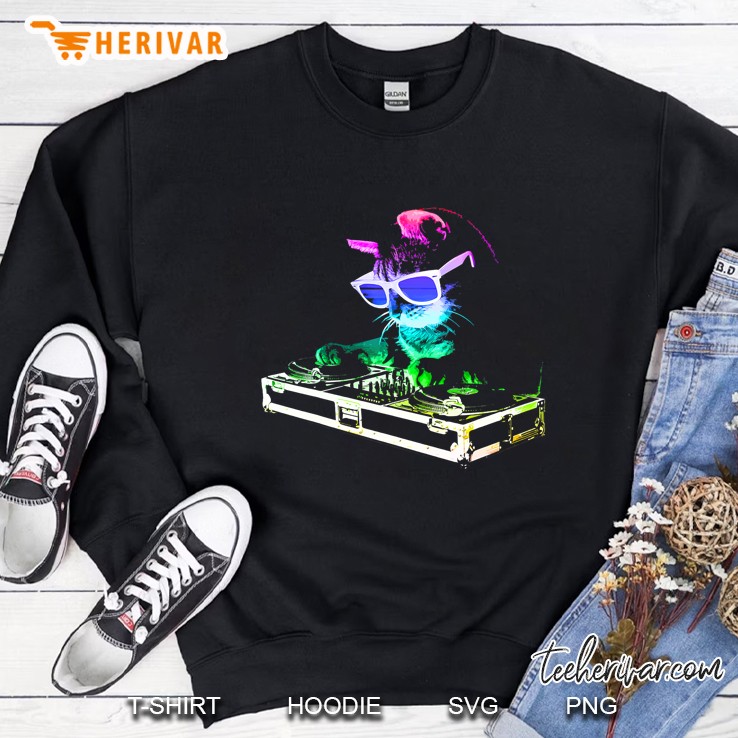 House Cat Rainbow Dj Kitty Sweatshirt