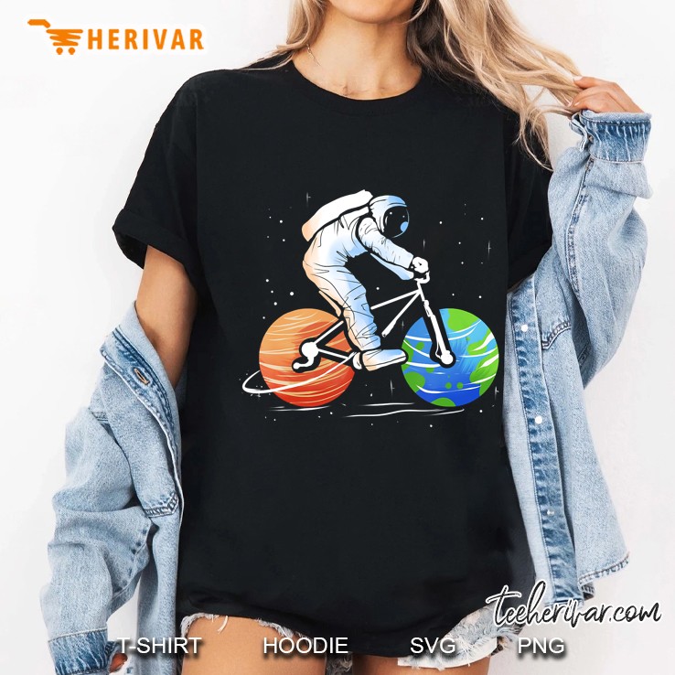 Astronaut In Space Bike Tour Cycling Lover Bicycle Rider Ladies Tee