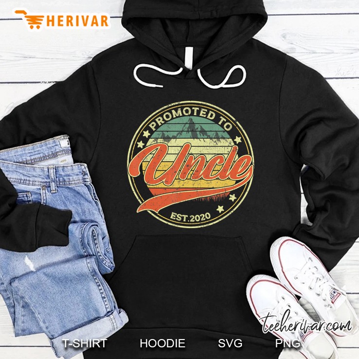 Vintage Promoted To Uncle Est 2020 Pregnancy Announcement Hoodie
