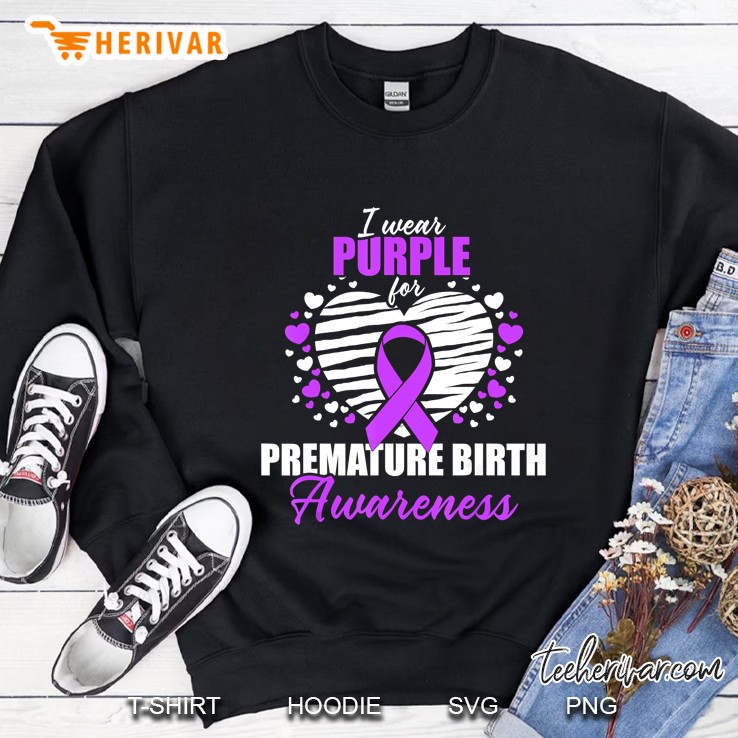I Wear Purple For Premature Birth Awareness Sweatshirt