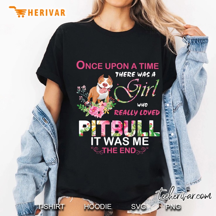 There Was A Girl Who Really Love Pit Bull Floral Ladies Tee
