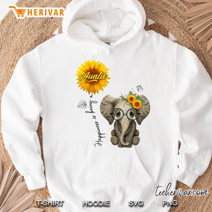 Happiness Is Being A Auntie Cute Elephant Sunflower Version Hoodie