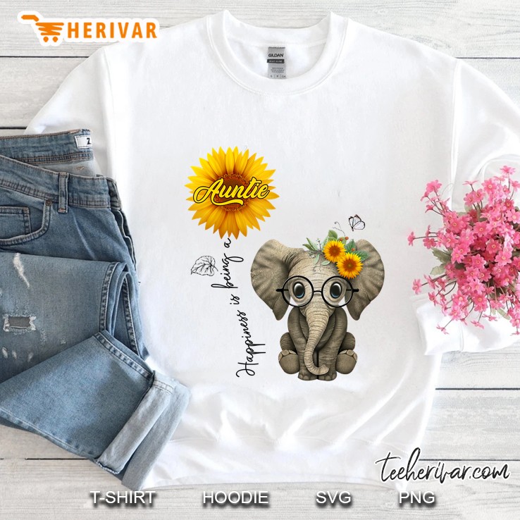 Happiness Is Being A Auntie Cute Elephant Sunflower Version Sweatshirt