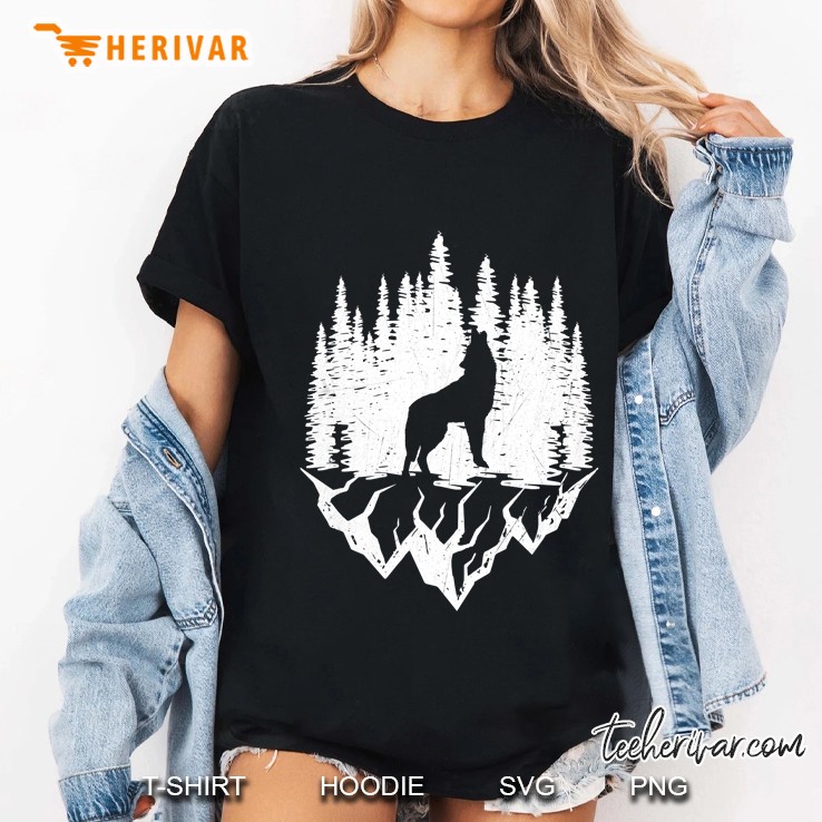 Grey Wolf Wilderness Nature Mountains Wildlife Camping Ladies Tee
