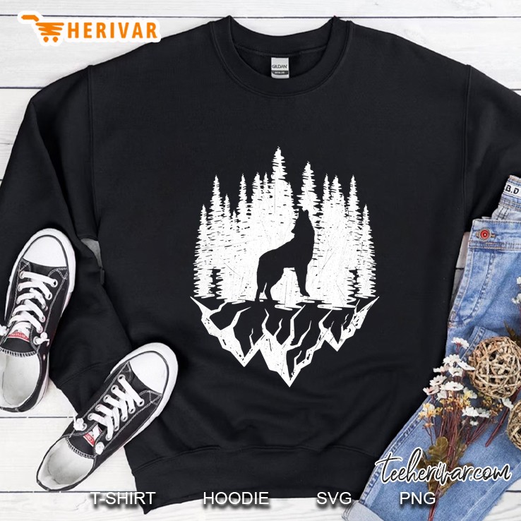 Grey Wolf Wilderness Nature Mountains Wildlife Camping Sweatshirt