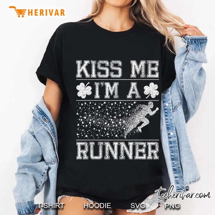 Kiss Me I Am A Runner Shamrock Version2 Ladies Tee