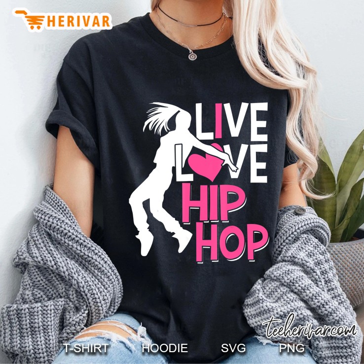 Live Love Hip Hop Dance Pink Heart Ladies Tee