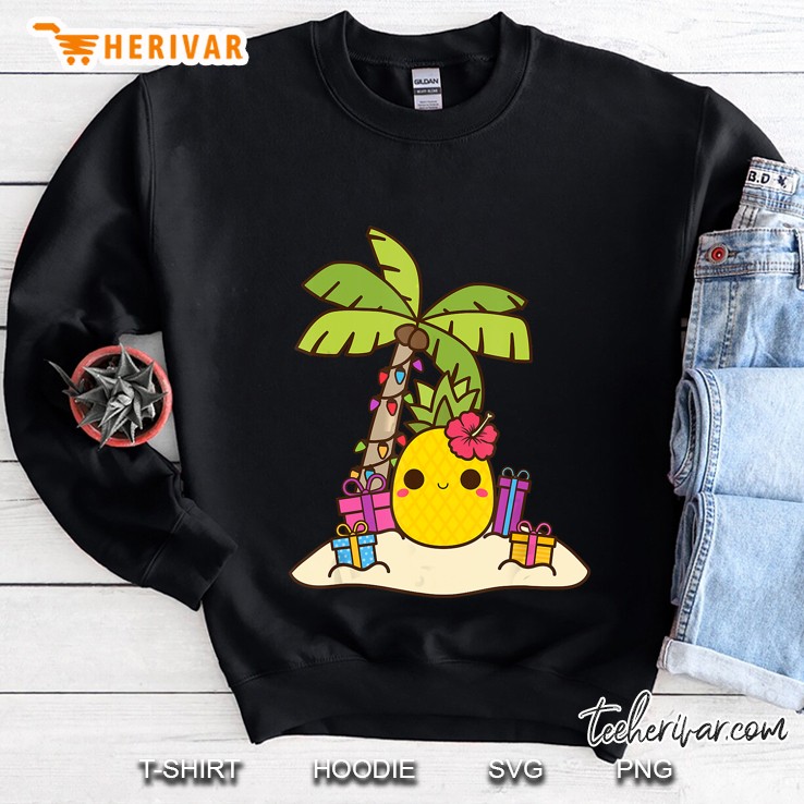 Mele Kalikimaka Christmas Hawaiian Xmas Pineapple Lights Sweatshirt