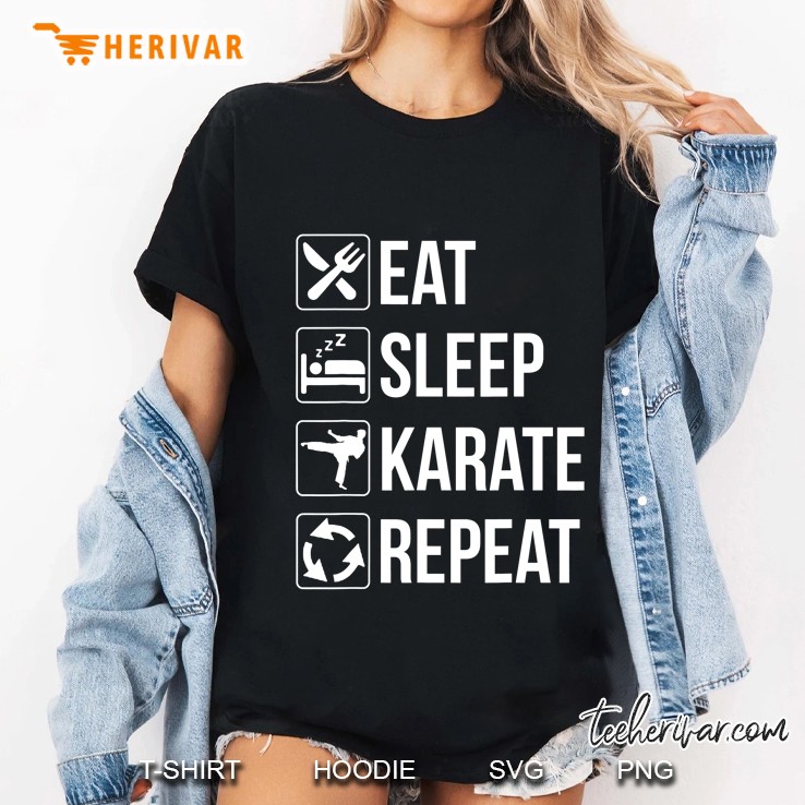 Funny Eat Sleep Karate Repeat Ladies Tee
