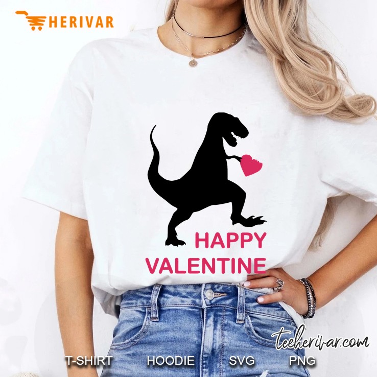 Happy Valentine T-Rex Silhouette Version Ladies Tee