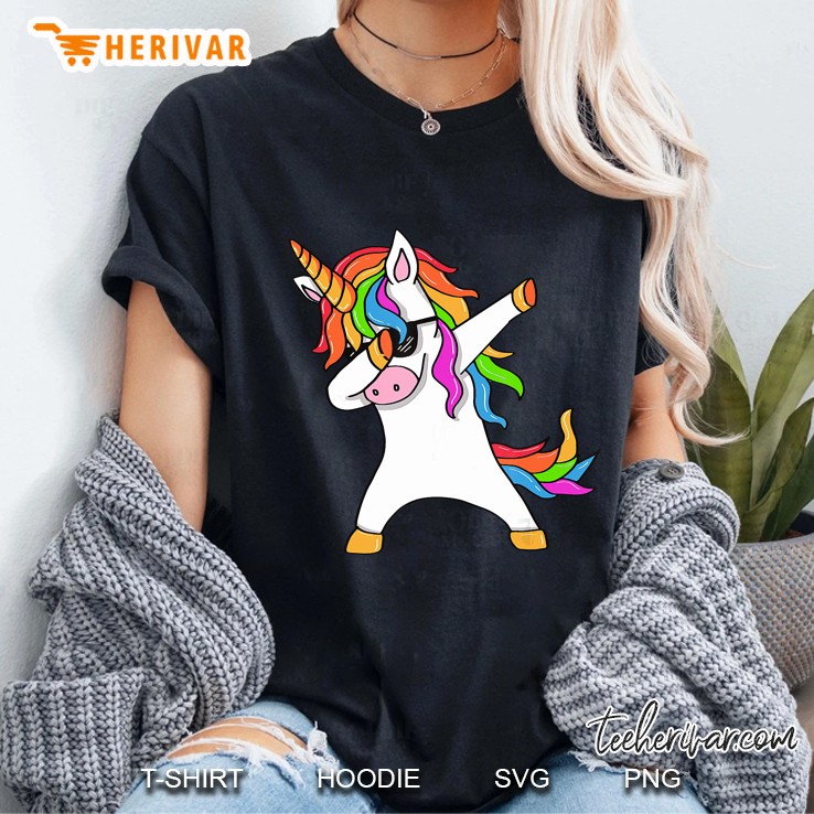 Dabbing Unicorn With Sunglasses Ladies Tee