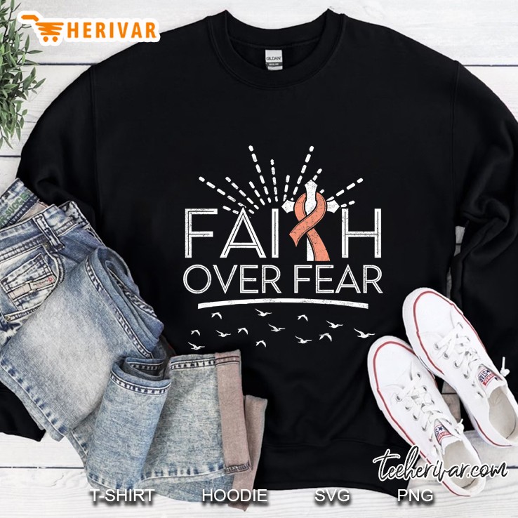 Faith Over Fear Peach Ribbon Uterine Cancer Sweatshirt