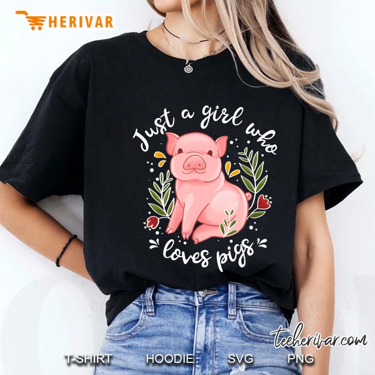 Just A Girl Who Loves Pigs Floral Version Ladies Tee