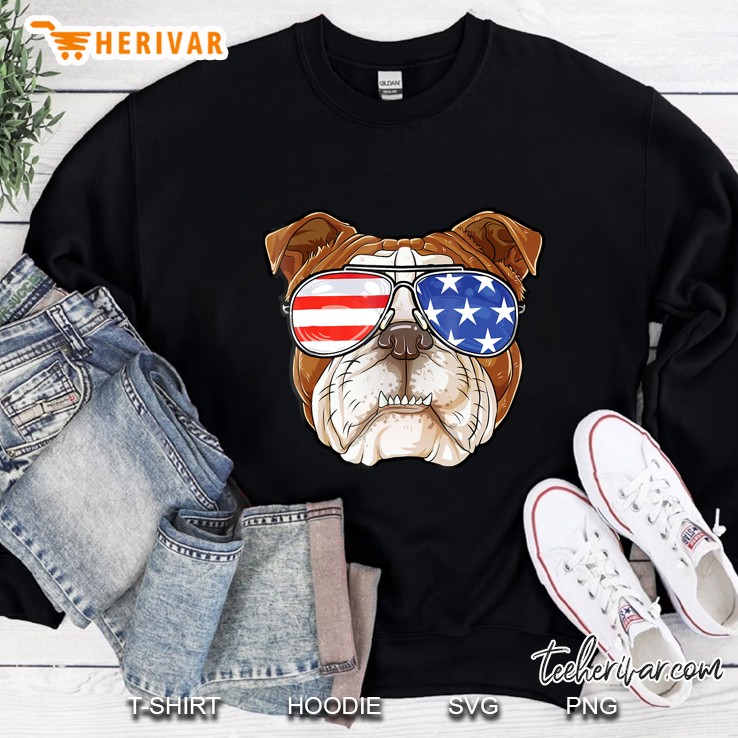 English Bulldog American Sunglasses 4Th Of July Dog Sweatshirt