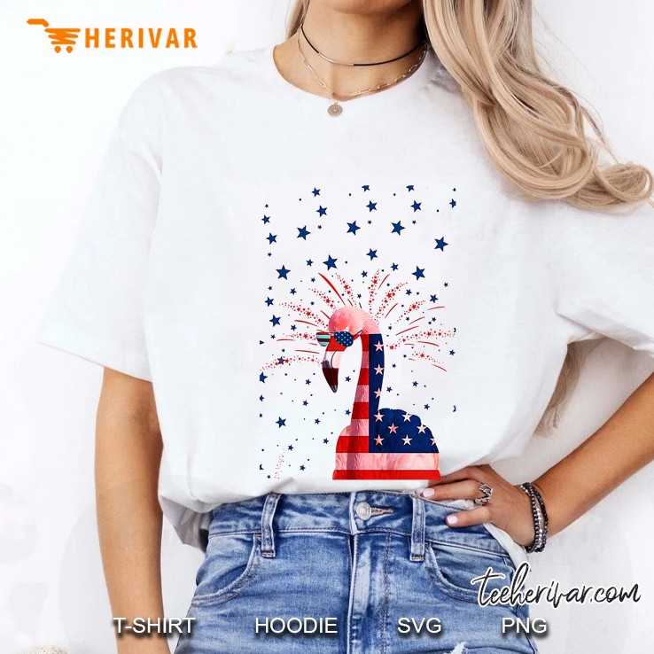 Flamingo American Flag Version Ladies Tee