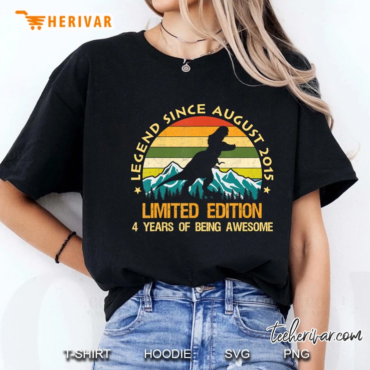 Dinosaur Legend Since August 2015 4 Years Of Being Awesome Ladies Tee
