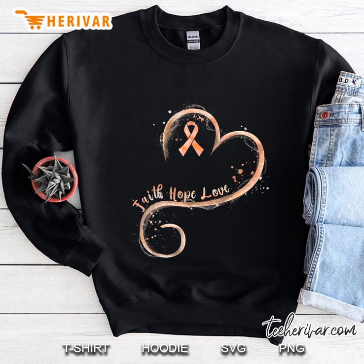Faith Hope Love Peach Ribbon Endometrial Cancer Awareness Sweatshirt