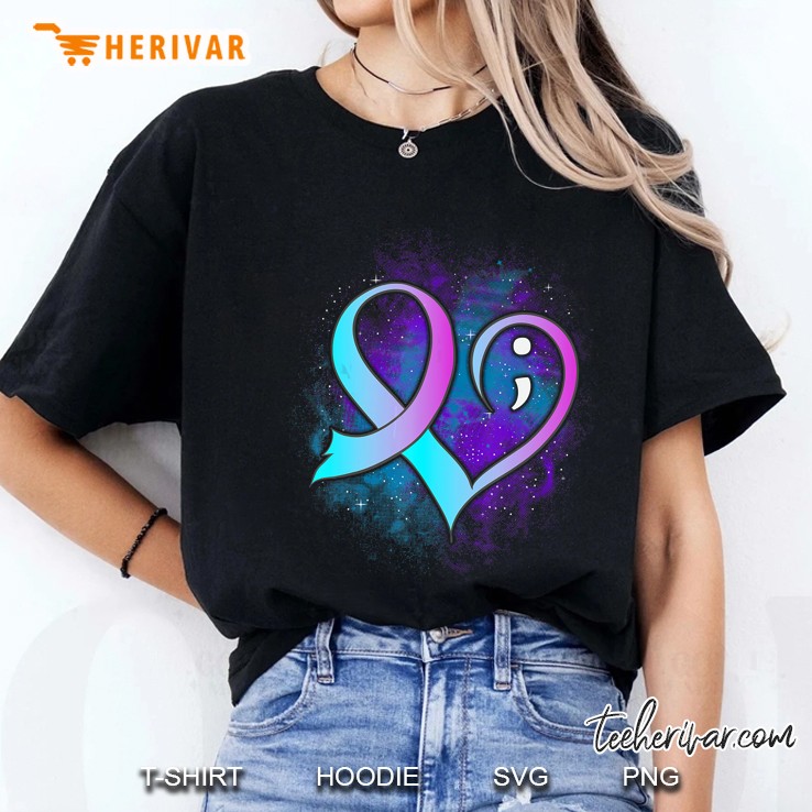 Heart Semicolon Suicide Prevention Mental Health Awareness Ladies Tee