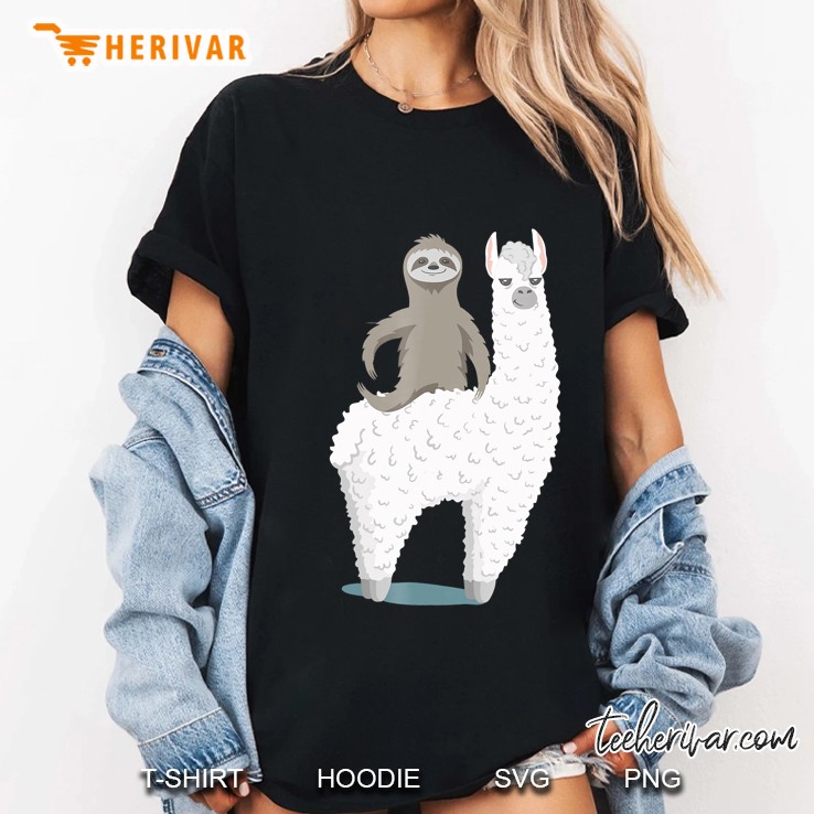Sloth Riding Llama Version2 Ladies Tee