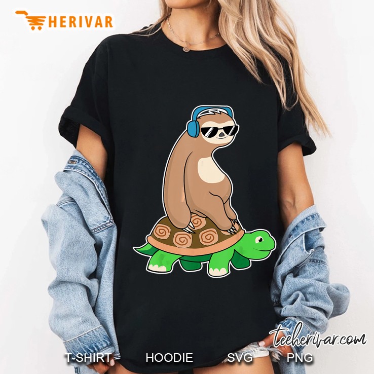 Sloth Riding Turtle Ladies Tee