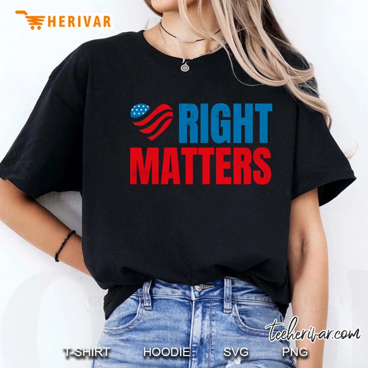 Usa American Flag Heart Right Matters Ladies Tee