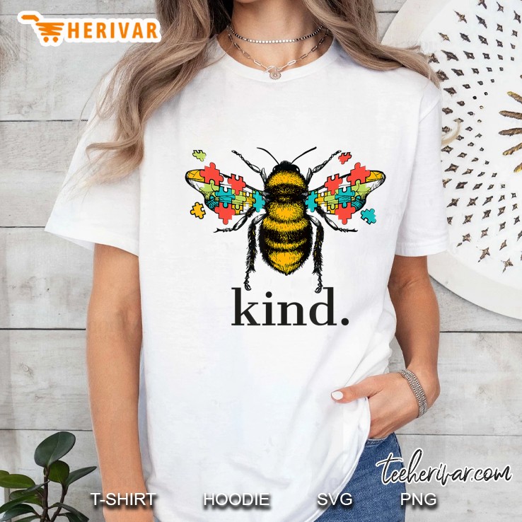 Autism Awareness Bee Kind Puzzle Pieces Version Ladies Tee