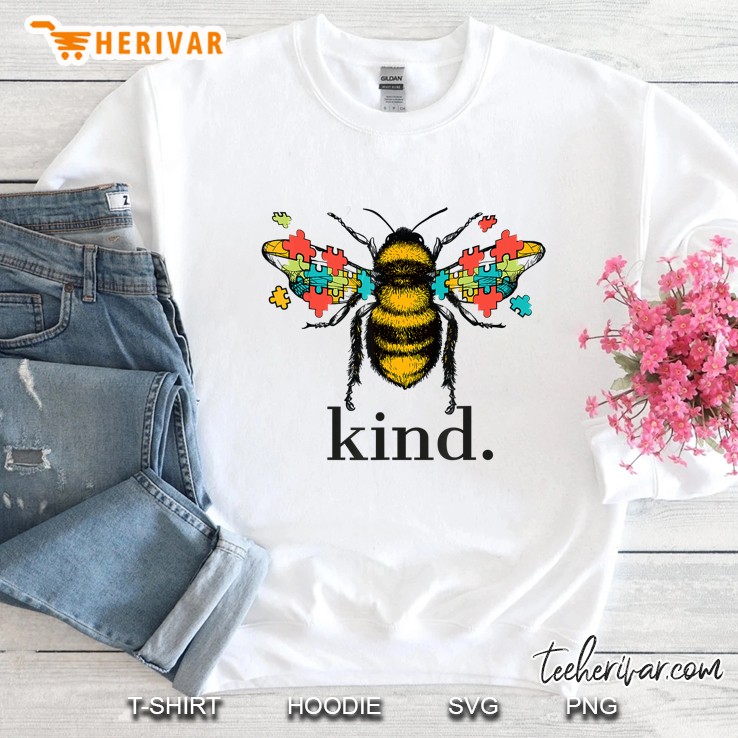 Autism Awareness Bee Kind Puzzle Pieces Version Sweatshirt