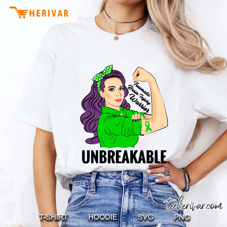 Traumatic Brain Injury Awareness Warrior Unbreakable Tbi Ladies Tee