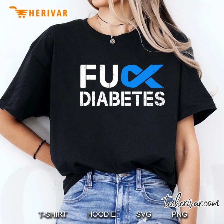 Fuck Diabetes Blue Ribbon Version Ladies Tee