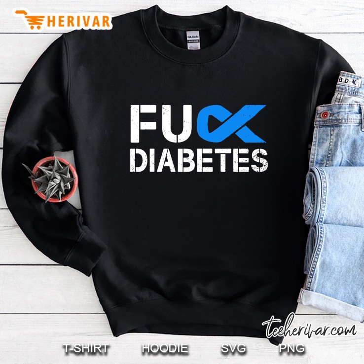 Fuck Diabetes Blue Ribbon Version Sweatshirt
