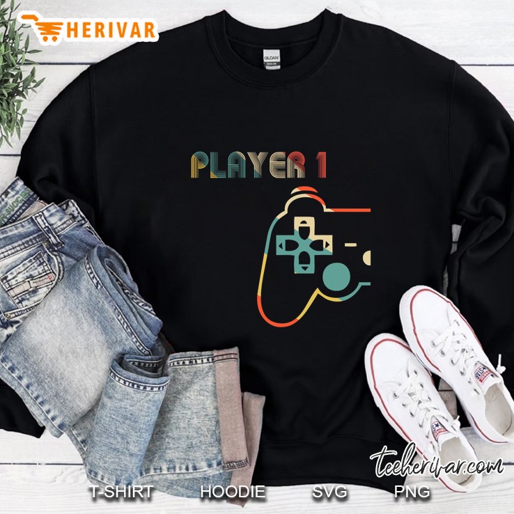 Gamer Couple Player 1 Game Controller Vintage Version Sweatshirt