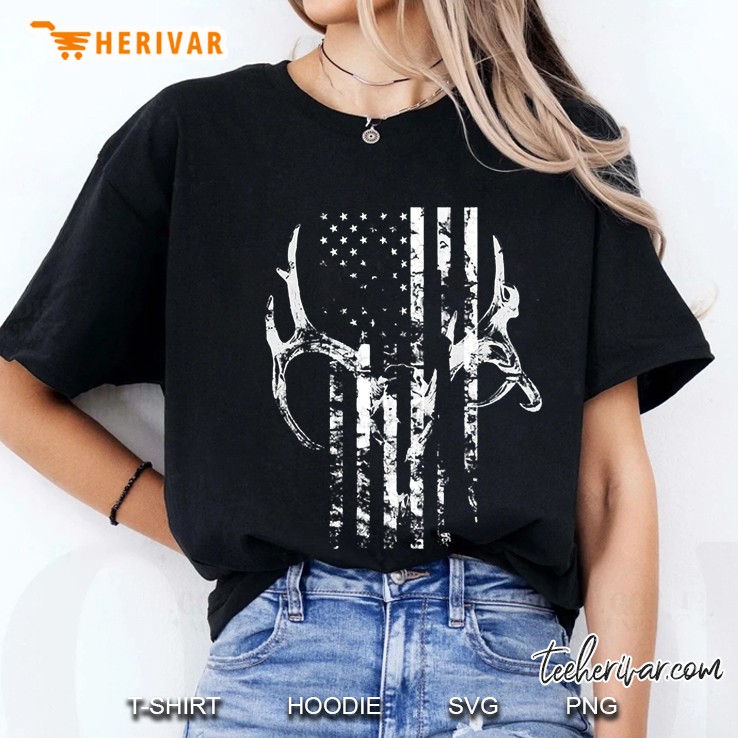 Hunting Deer Skull Flag Ladies Tee