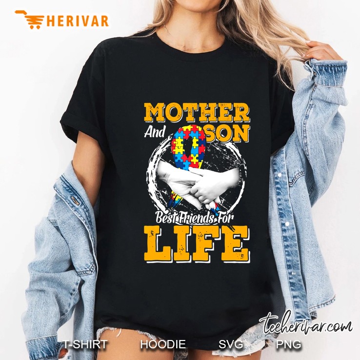Mother And Son Best Friends For Life Autism Ribbon Version Ladies Tee