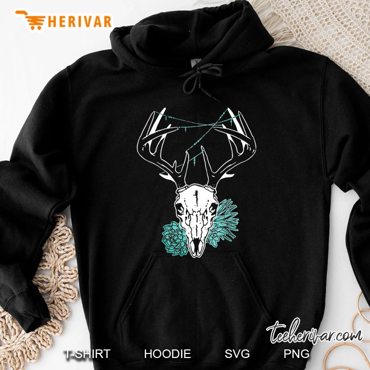Deer Skull And Succulents Hoodie
