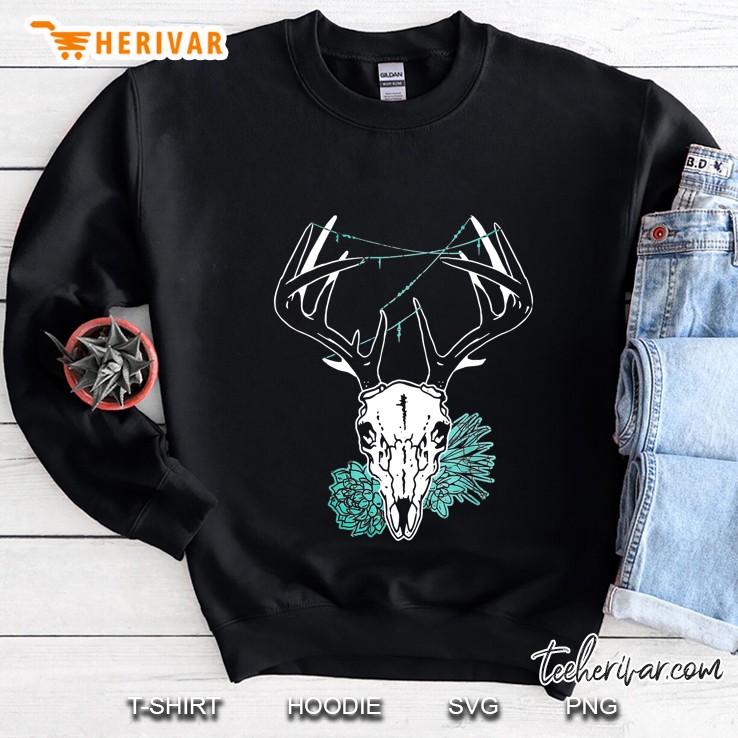 Deer Skull And Succulents Sweatshirt