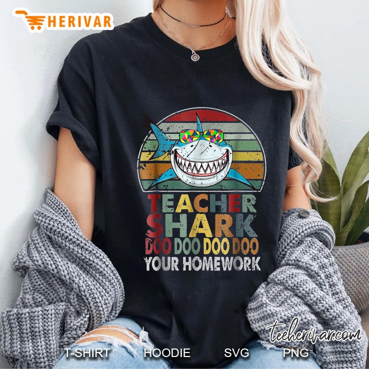 Teacher Shark Doo Doo Doo Your Homework Vintage Version Ladies Tee